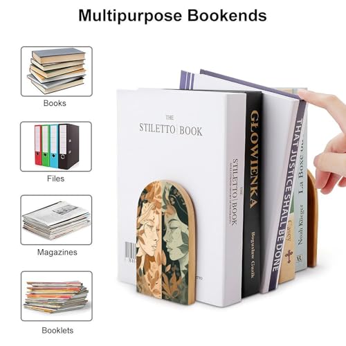 Serre-livres antidérapant en bois massif rigide Face à face - 4