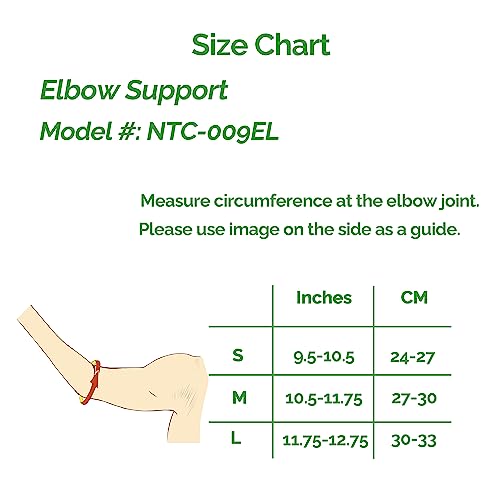 Neotech Care Elbow Brace Support Sleeve - Elastic & Breathable Fabric - Adjustable Compression Strap/Band - For Men, Women, Right or Left Arm (Grey Colour, Size L, 1 Unit) - Image 3