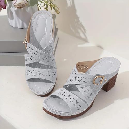 Wedge Sandals for Women Comfortable Open Toe Dressy Low Heel Sandals Summer Fashion Hollow Out Cross Buckle Strap Walking Shoes Lightweight Breathable Cut Out Wedges4