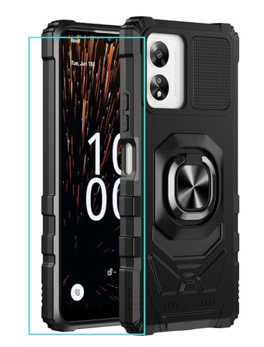 for Celero 5G SC Case with Screen Protector,Celero5g SC Phone Case Magnetic Ring Stand Military Grade Rugged Frosted PC Back Soft Silicone Shockproof Cover for Celero 5g SC Black