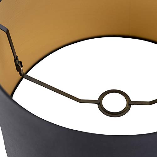 QAZQA rond schuin katoen - Paralume Moderno - luce - Ø 400 mm - Nero - Moderno -