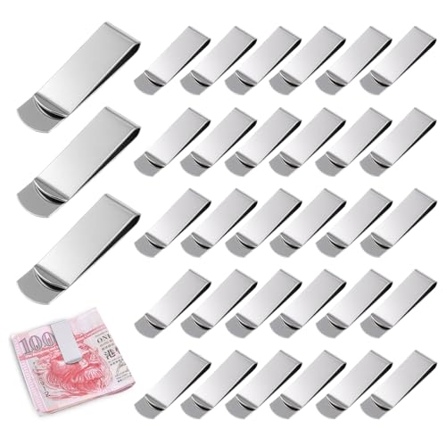 40 Stück Geldklammer, 5,2 × 1,5 cm Geldscheinklammer Edelstahl Metall Geldclip Geldklammern Herren Money Clip für Bargeld Rechnungen Kreditkarte Dokumente Banknote