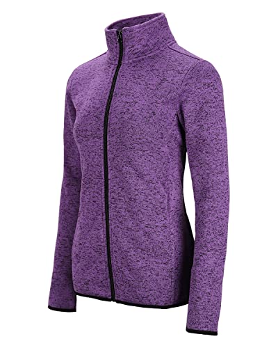 Image of Dolcevida Women's Long Sleeve Sweater Fleece Zip Up Speckled Jacket with Pockets