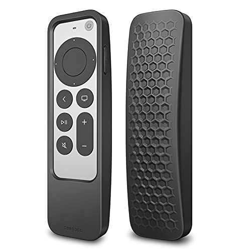 Fintie 2-in-1 Protective Case for 2021 Apple TV Siri Remote and Apple AirTag - Lightweight Anti Slip Shockproof Cover for Apple TV 4K / HD Siri Remote Controller (2nd Generation), Black