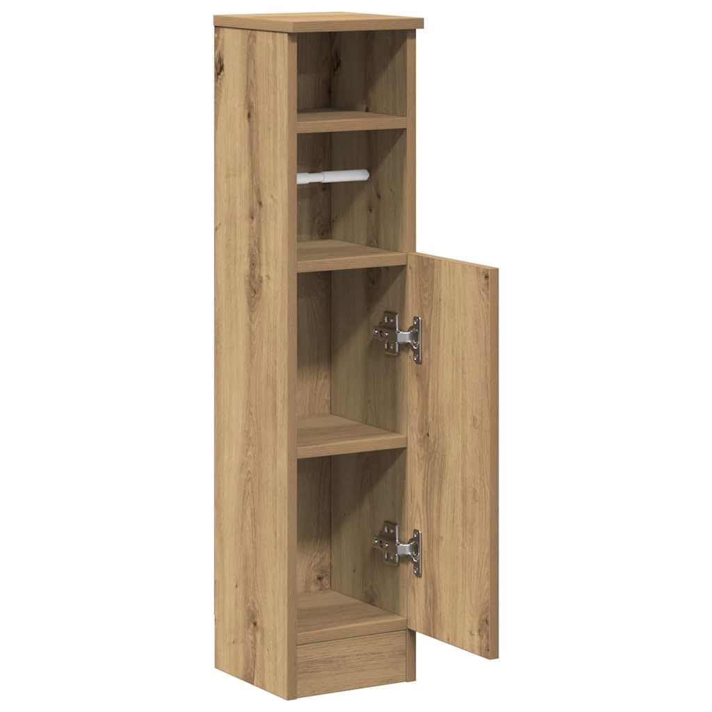 Mueble de baño Artisan-roble, 20,5 x 22 x 90 cm, con soporte de ruedas integrado, material de madera resistente a la humedad, espacio de almacenamiento versátil para su cuarto de baño