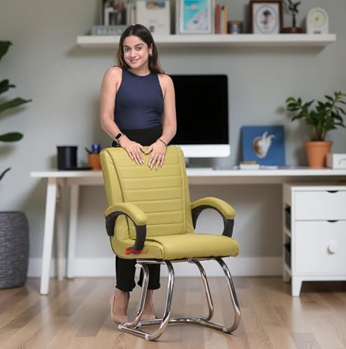 Image of RATISON Special Director Principal Manager Office Visitor with arm Rest with Double Pipe Frame and Cushioned seat Back (3, Green, Double Pipe Frame)