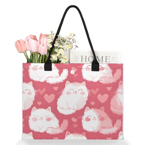 Cute Pink Baby Cats Tote Bag for Women Large Beach Bag Reusable Tote Bags for Work Travel Beach Shopping3
