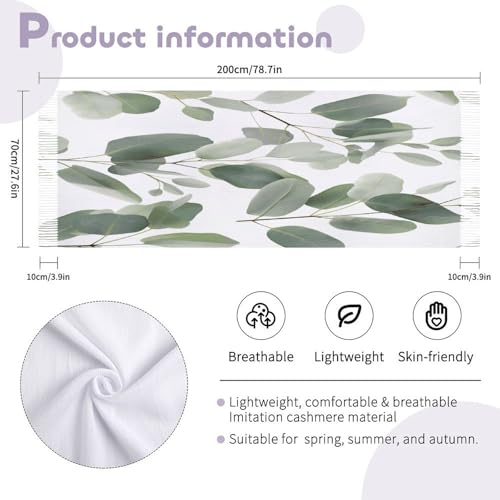 Wrap And Shawl for Women， Long Plaid Blanket Scarf，Eucalyptus Leaves Printed Winter Scarf，Warm Christmas Gift，Evening Dresses Shawl2