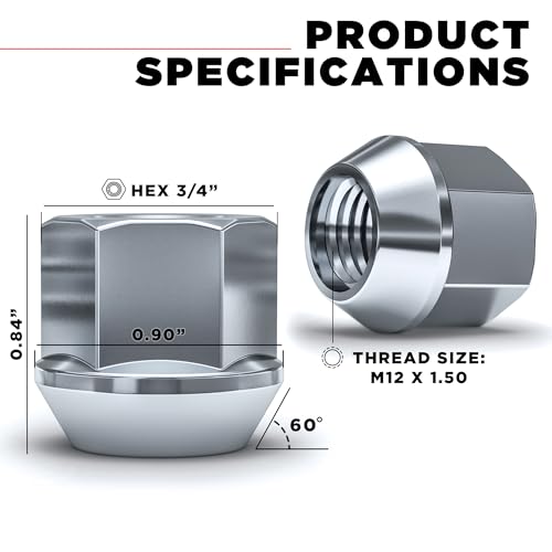 White Knight 1307-1S-20AM Chrome M12x1.50 Open-End Bulge Acorn Lug Nut, 20 Pack