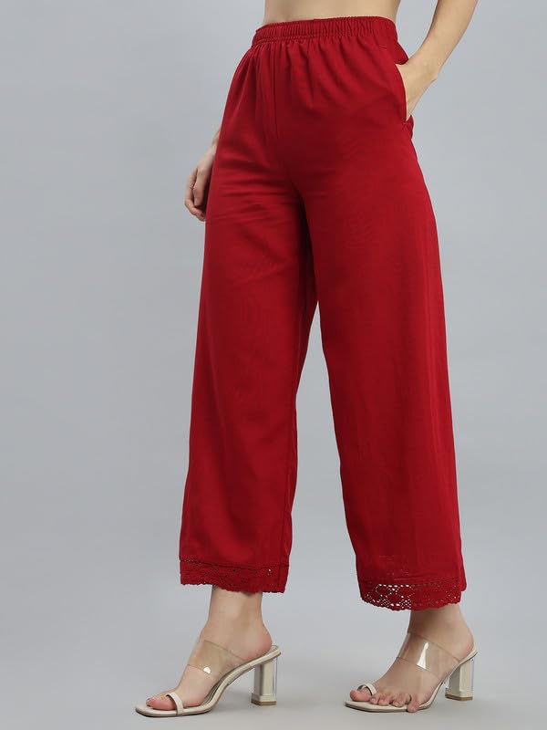 Image of GO COLORS Soft Linen Wide Pant Full Length for Women| Breathable, Mid Rise