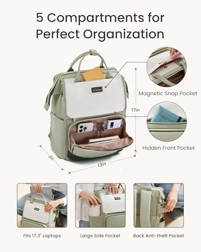 Image of LOVEVOOK Laptop Backpack for Women with Giant Tumbler Holder Pocket, 17.3 inch Travel Work Bag Purse for Nurse Teacher, Waterproof Casual Daypack Bookbag for College Business