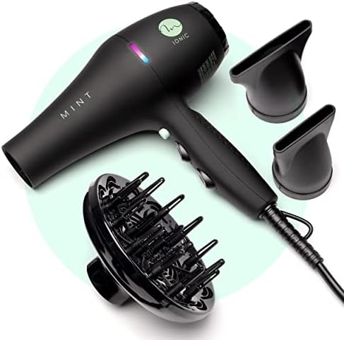 Professional Series Blackbird Infrared Ionic Hair Dryer with Diffuser by Mint | Extremely Quiet and Lightweight Blow Dryer with 1875 Watts of Salon-Grade Drying Power | Ceramic Tourmaline Pro Dryer
