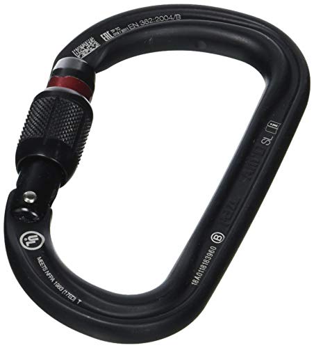 PETZL - Am'D, Lightweight Asymmetric Carabiner, Screw Lock, Black
