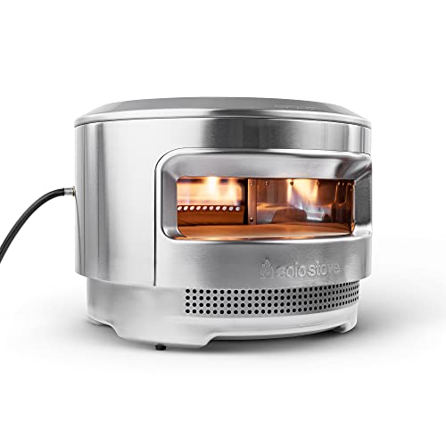 Image of Solo Stove Pi Pizza Oven, Wood & Gas Burner | Incl. Stainless Steel Outdoor Maker, Burning Assembly, Burner, Cordierite Stone (13 mm thick), H: 15.125 in x Dia: 20.5 in, 30.5 lbs, silver