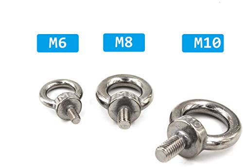 Image of Lifting Ring Eye Bolt M6 /0.24 inch Marine Weight Lift 304 Stainless Steel Male Thread Screws Bolts Rings Eye Bolts Ring Screw 5pcs