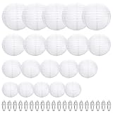 【Weiße Papierlaternen】Papierlaternen-Set wird mit 20 Papierlaternen in 5 verschiedenen Größen,15 cm (5 Stück), 20 cm (5 Stück), 25 cm (5 Stück), 30cm ((5 Stück). Mit 20 Stück weißen Ballondochten, einfach zu installieren, hohes Licht, nicht blinkend. Schalten Sie die LED ein und aus, indem Sie die Basis drehen. So können Sie diese Papierlaterne sofort anzünden. Fügen Sie die Farbe und Helligkeit der Laternendekoration zu Ihrem Outdoor-, Indoor-, Party- und Leben hinzu.