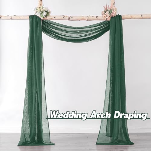 DONREN Dark Hunter Green Sheer Window Valance - Christmas Decor Luxury Soft Semi-Sheer Scarf for Window Wedding Arch Curtains (1 Panel, 52 x 216 Inch Length) - Thumbnail 2