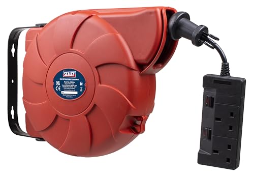 Sealey CRM10 Retractable Cable Reel 10m with 2 x 230V Sockets