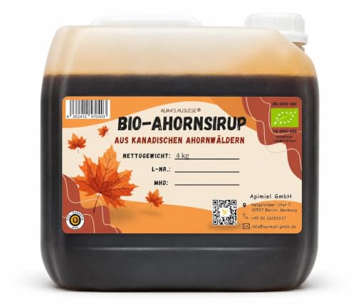 Apimiel Bio-Ahornsirup aus Kanada im 4kg-Kanister