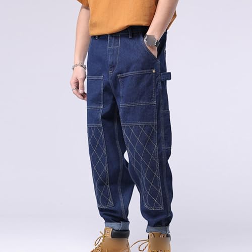 Men's Loose Zipper Cargopants Casual Fit Work Hiking Denim Jeans Outdoor Lightweight Tactical Pants2