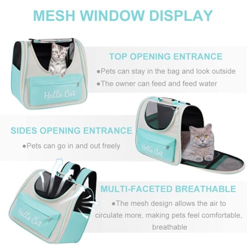 Adiwo Katzenrucksack,Hunderucksack bis 7.5kg Raumkapsel Haustier Rucksack für Katzen und Hunde Welpen Tragbar Transportrucksack mit Transparentes Fenster und Anti-offener Reißverschluss mit Hundenäpfe