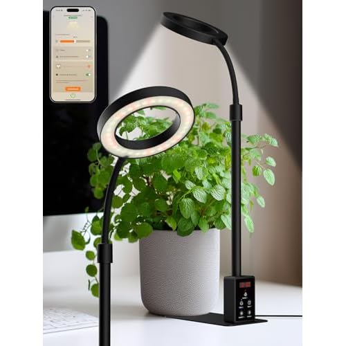 Grow Light with Stand, LED Plant Light for Indoor Plants, Full Spectrum Grow Lamp, Adjustable Height (Black, 8W) Black 8W