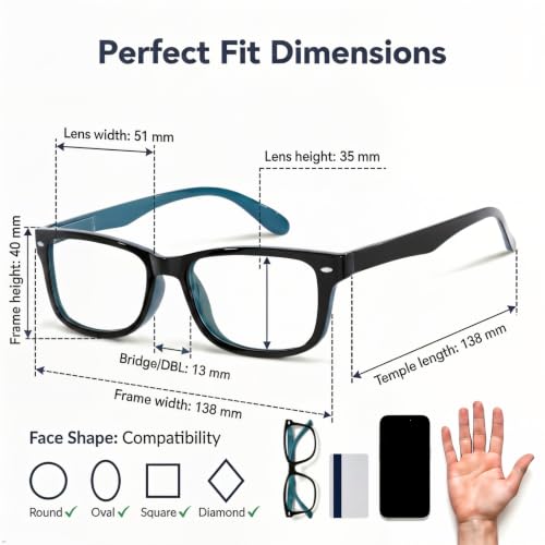 Image of Eyekepper Blue Light Reading Glasses Men Women 4.0, Small Blue