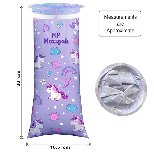 Image of MP MOZZPAK Vomit Bags Disposable 35 Pack - 1000ml Emesis Bags, Leak-Proof Barf Bag, Travel Friendly Puke & Nausea Bag for Motion Sickness, Medical Grade Throw up Relief for Car (35pk - Unicorn Style)