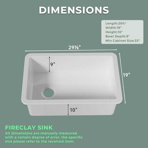 Vomlor 30 Inch White Fireclay Undermount Kitchen Sink Offset Drain by Vomlor - Used condition - Image 6