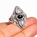 Rainbow Moonstone and Black Onyx Ring 925 Sterling Silver Handmade Design Statement Rings Jewelry (11)