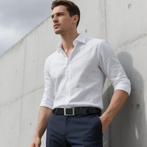 Mens Plus Size Belts 39'' to 75'' Casual Black Braided Elastic Stretch Fabric Woven Web Belt Work Golf Jeans2