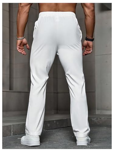 SOLY HUX Men's Casual Pants Drawstring Elastic Waist Straight Leg Pants with Pockets2