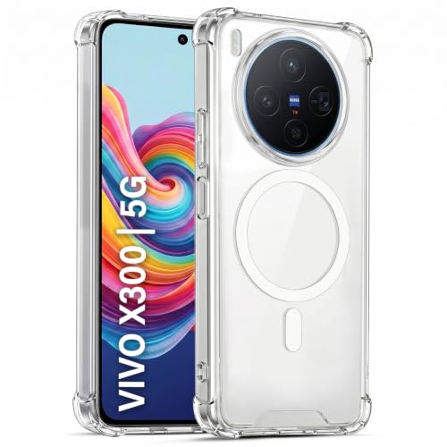 Image of TRUEUPGRADE Back Cover for Vivo X300 5G Non Mag-Safe Transparent PC + TPU Bumper Case with Magnetic Print Shockproof Protection (Transparent Mag-Safe)