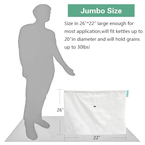 Bellamei Brew Bags 3 Pack Extra Large 22"×26" Reusable 250 Micron Fine Mesh Bag for Fruit Cider Apple Grape Wine Beer Press Drawstring Straining Brew in a Bag