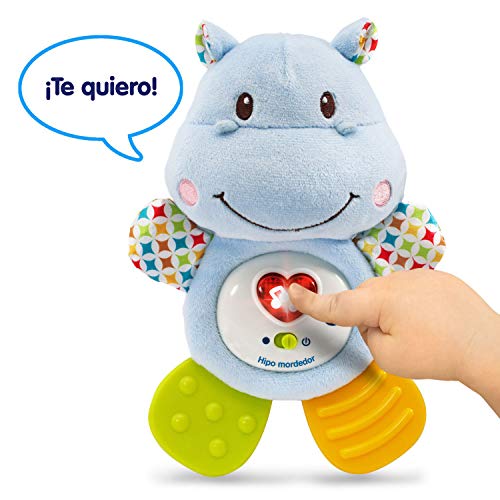 VTech-Baby HIPO mordedor Hipopótamo de peluche musical y sonajero que ayuda a calmar y aliviar a tu bebe con tiernas frases, canciones y melodías, Color azul (3480-502522), versión ESP - imagen 2