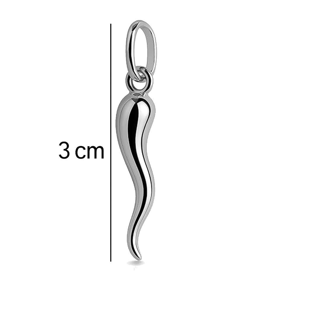Ciondolo Cornetto argento 925 gioiello pendente amuleto portafortuna uomo donna unisex scaramantico