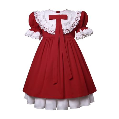 Girl Elegant Red Winter Christmas Lace Clothes Kids Toddler Cute Stylish Special Occasion Holiday Dresses