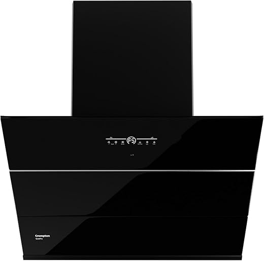 Crompton QuietPro Inverter Motor Inclined 75cm Filter less Auto Clean Wall Mounted Chimney Black 1660 CMH – CHD-QPVI75FLE-MBL