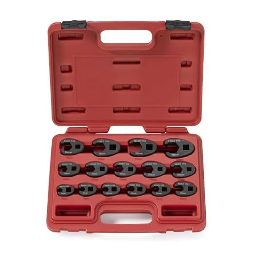 NEIKO 03324A 3/8-Inch and 1/2-Inch Drive Crowfoot Flare Nut Wrench Set, Metric, 8mm to 24mm | 15-Piece Set, Cr-Mo Steel