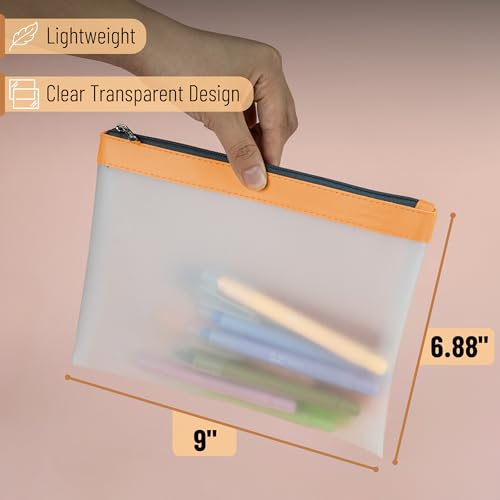 Image of Mr. Pen- Clear Pencil Pouch, 9 inch x 6.88 inch, 3 Pack, Durable TPU Material | Large Water-Resistant Pencil Bags with Smooth Zipper, Multipurpose Clear Pouch for Stationery, School, Office