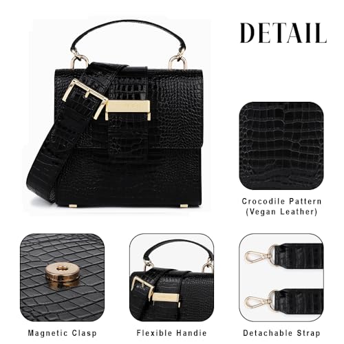 Roc Bag Medium Woman HandBags Cross and Shoulder Bag, Crocodile Texture4