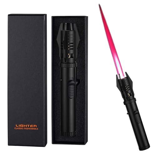 WANFANKJ Adjustable Lighter, Alloy Steel Windproof Lighter, Ray Gun Torch, Jet Torch Lighter, Bright Fire Gas Lighter Rechargeable, Outdoor Inflatable Lighter with Gift Box(D)