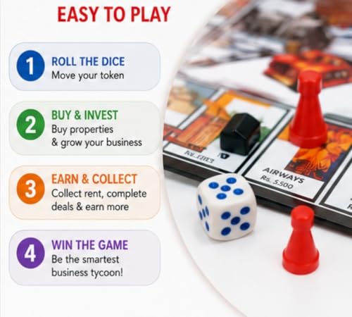 Image of Mind Your Own Business Board Game for Kids & Family | Buy Sell Rent Property Trading Game | Educational Business & Money Management Learning Game | Strategy Indoor Board Game