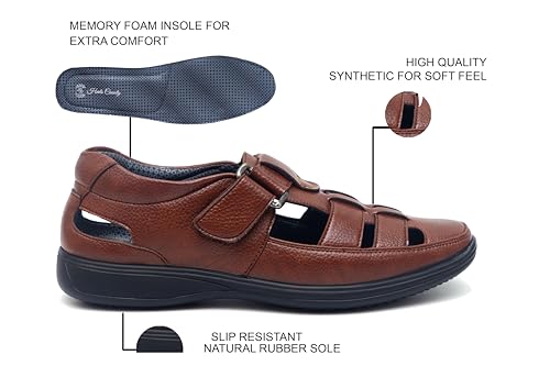 Image of Heels County Faux Leather Fisherman Sandals for Men