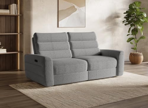 DecoInParis Canapé 3 Places Relax électrique en Tissu Bouclette Gris Davy