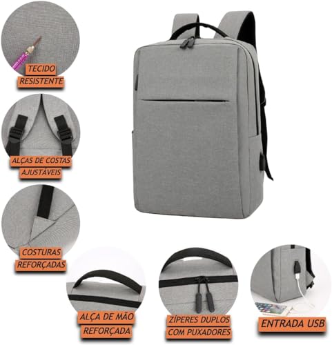 VMKLY - Mochila para Notebook Reforçada Impermeável Com Entrada USB - Notebooks de até 15.6 Polegada