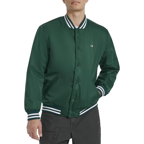 Image of Champion Men's Logo Striped-trim Varsity Jacket