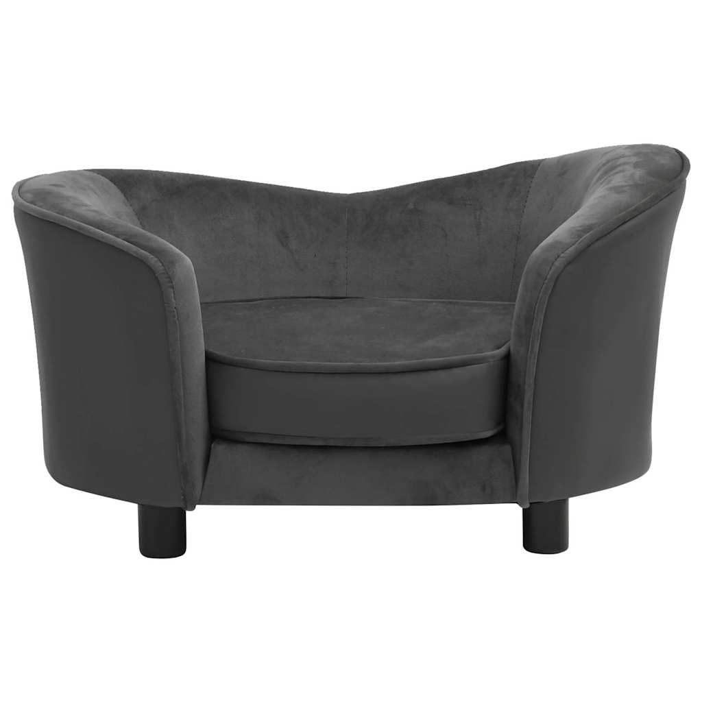Hothingwell Ciemnoszara sofa dla psa 69x49x40 cm Pluszowa i sztuczna skóra