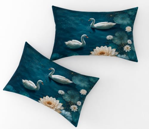 Image of 7D Digital Printed King Size Bedsheet with 2 Pillow Covers | Soft Premium Cotton Feel Microfiber Double Bed Bedsheet | Wrinkle Free & Fade Resistant | (Blue Duck, King Size - 90 x 100)