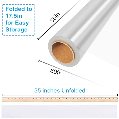 Image of JOYIT 50' Long X 35 inch Wide Clear Cellophane Wrap Roll - 3 Mil Thicker Cellophane Roll, Clear Bags for Gifts Baskets Wrap, Flower Arts Crafts Food Treats Wrapping